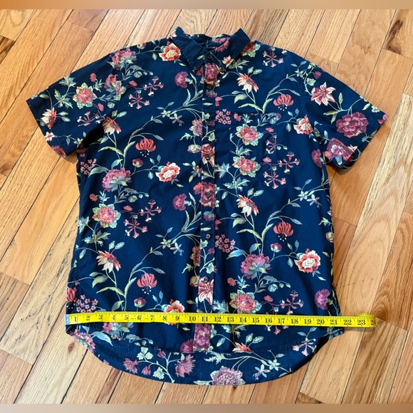 Denim & Supply Ralph Lauren Hawaiian Shirt Floral Short Sleeve Navy Blue Men’s L - Picture 8 of 11